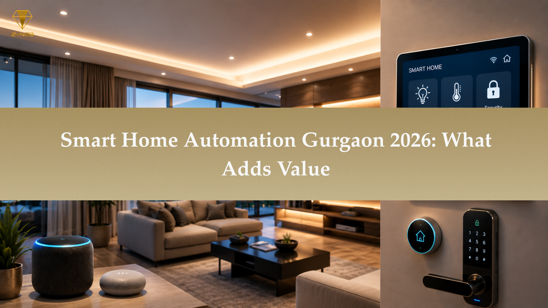 Smart Home Automation Gurgaon 2026 – Luxury residence featuring advanced home automation, intelligent lighting.