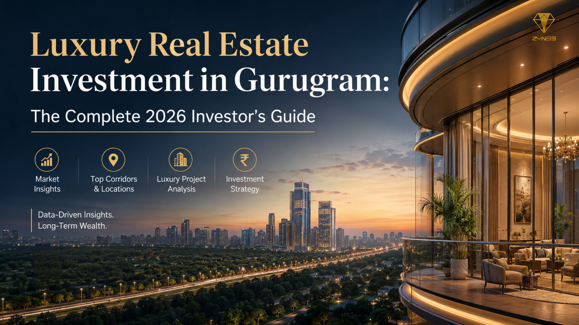 Gurugram skyline viewed from a high floor luxury apartment