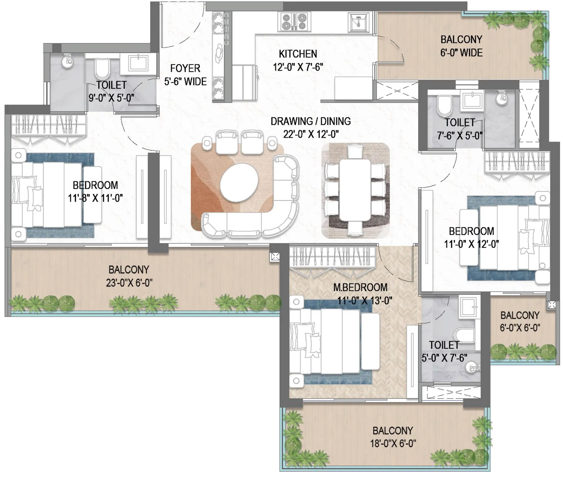 Floor Plan 3 BHK