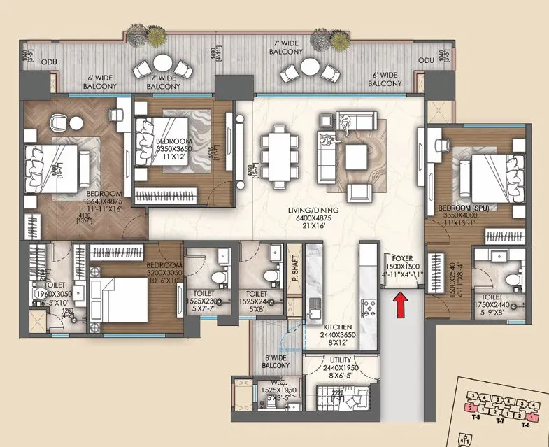 Floor Plan 4 BHK
