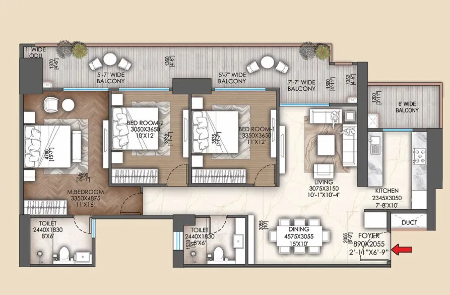 Floor Plan 3 BHK