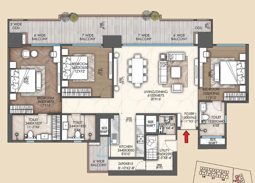 Floor Plan 3 BHK