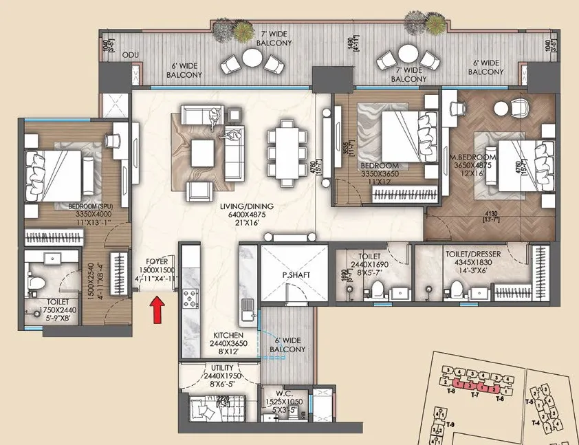 Floor Plan 3 BHK