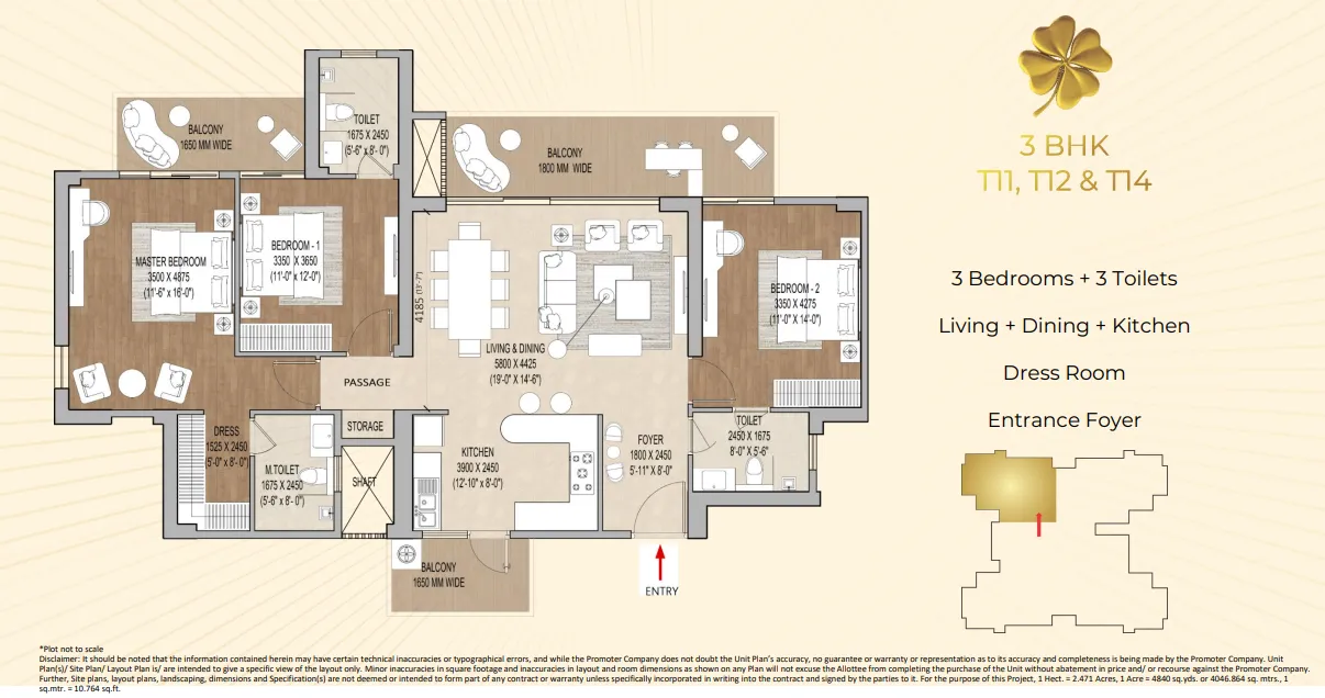 Floor Plan 3 BHK