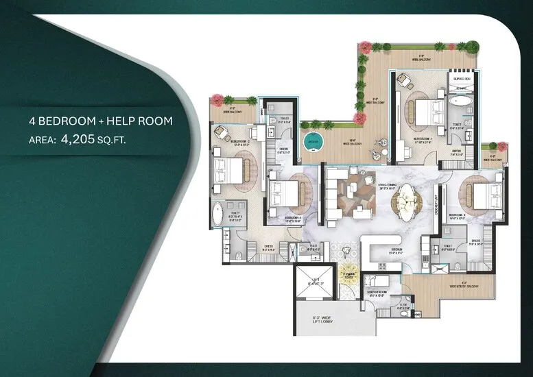 Floor Plan 4 BHK