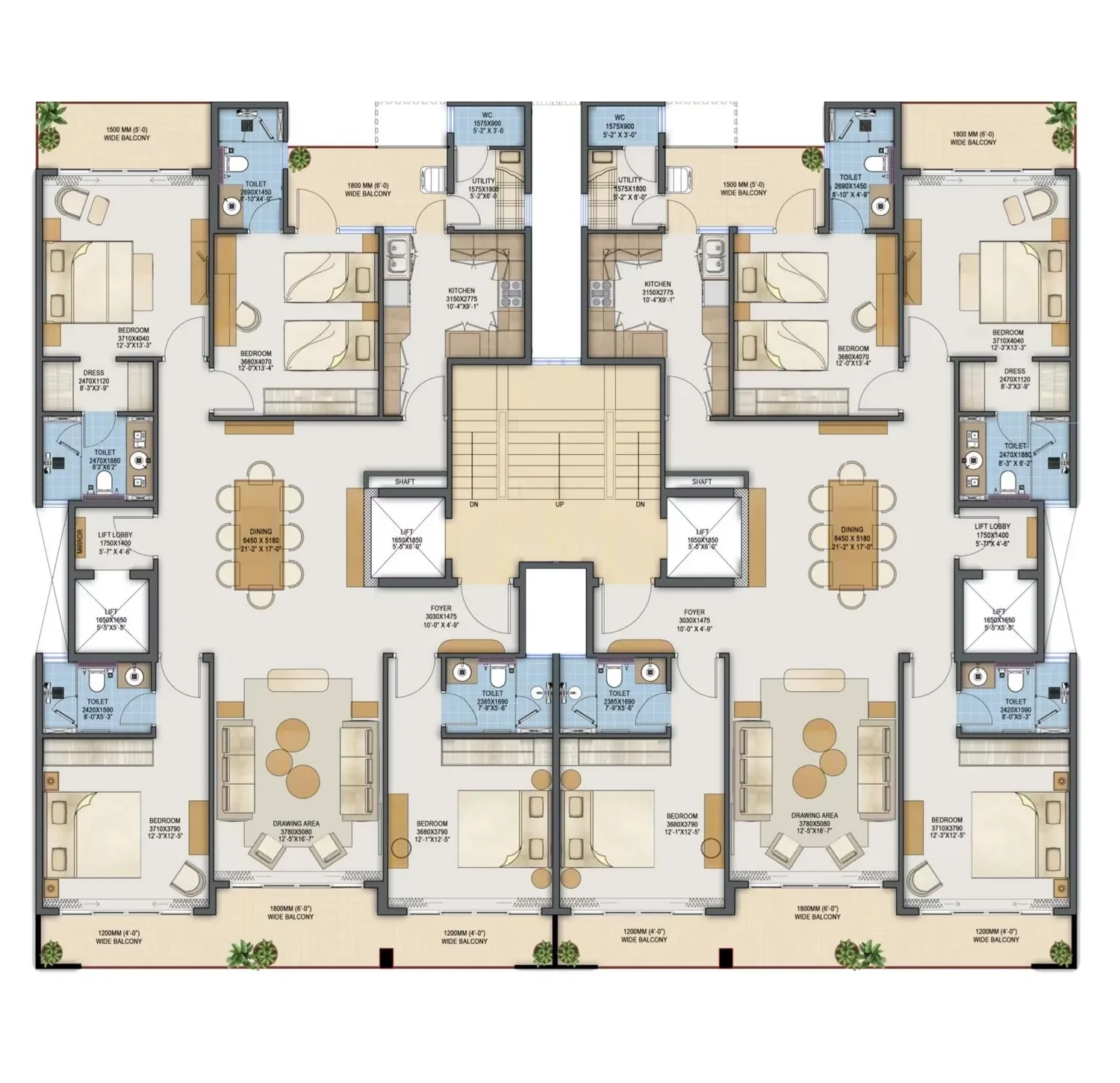 Floor Plan 4 BHK