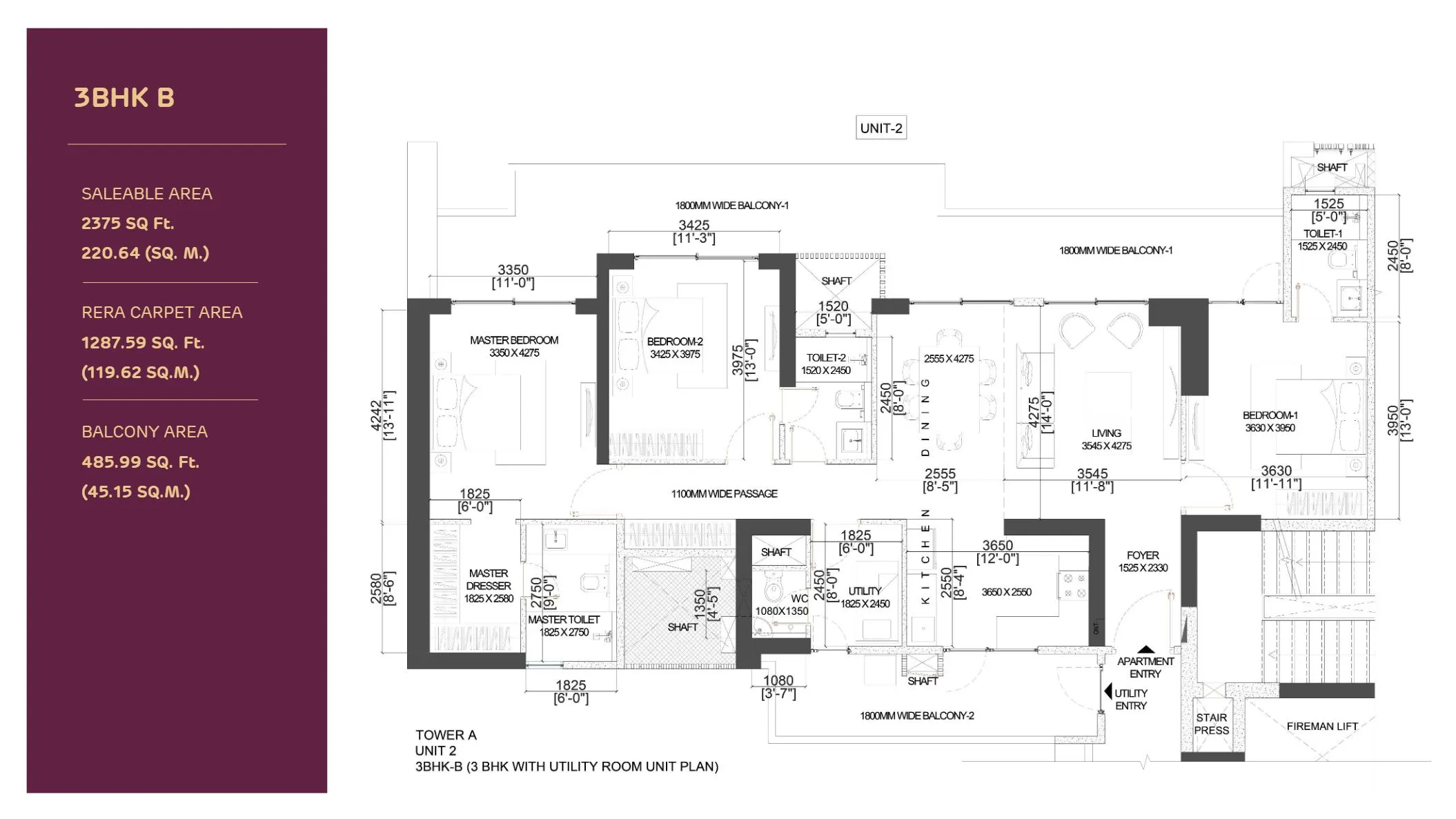 Floor Plan 3 BHK
