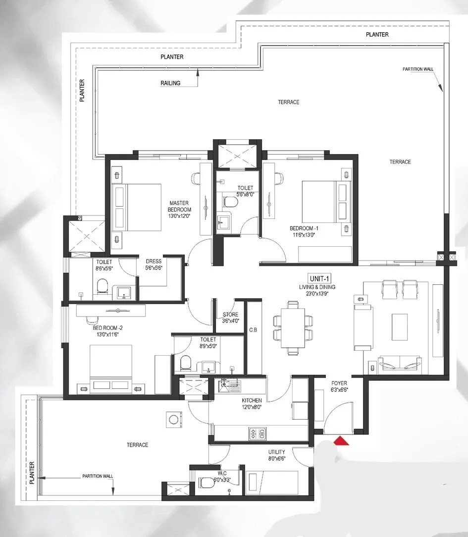 Floor Plan 3 BHK