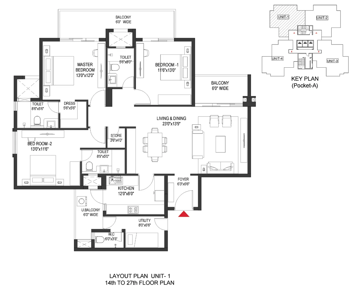 Floor Plan 3 BHK