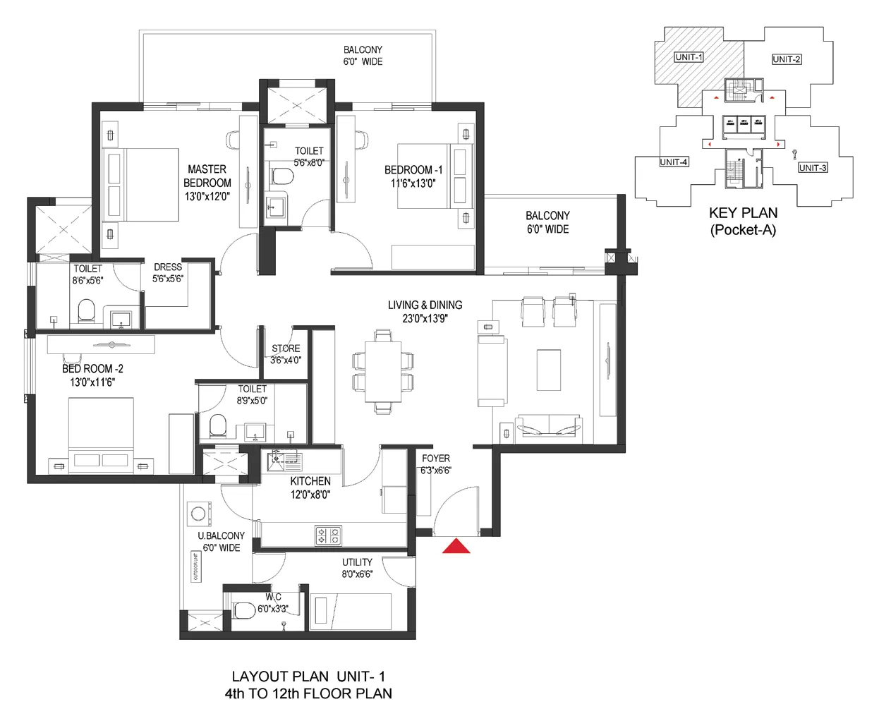 Floor Plan 3 BHK