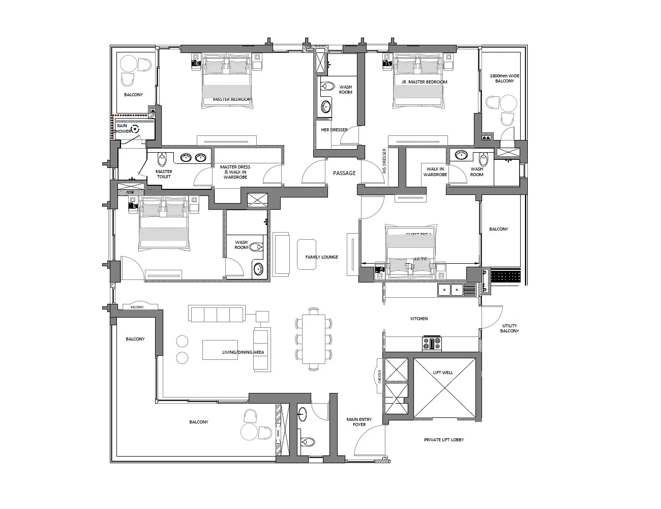 Floor Plan 4 BHK