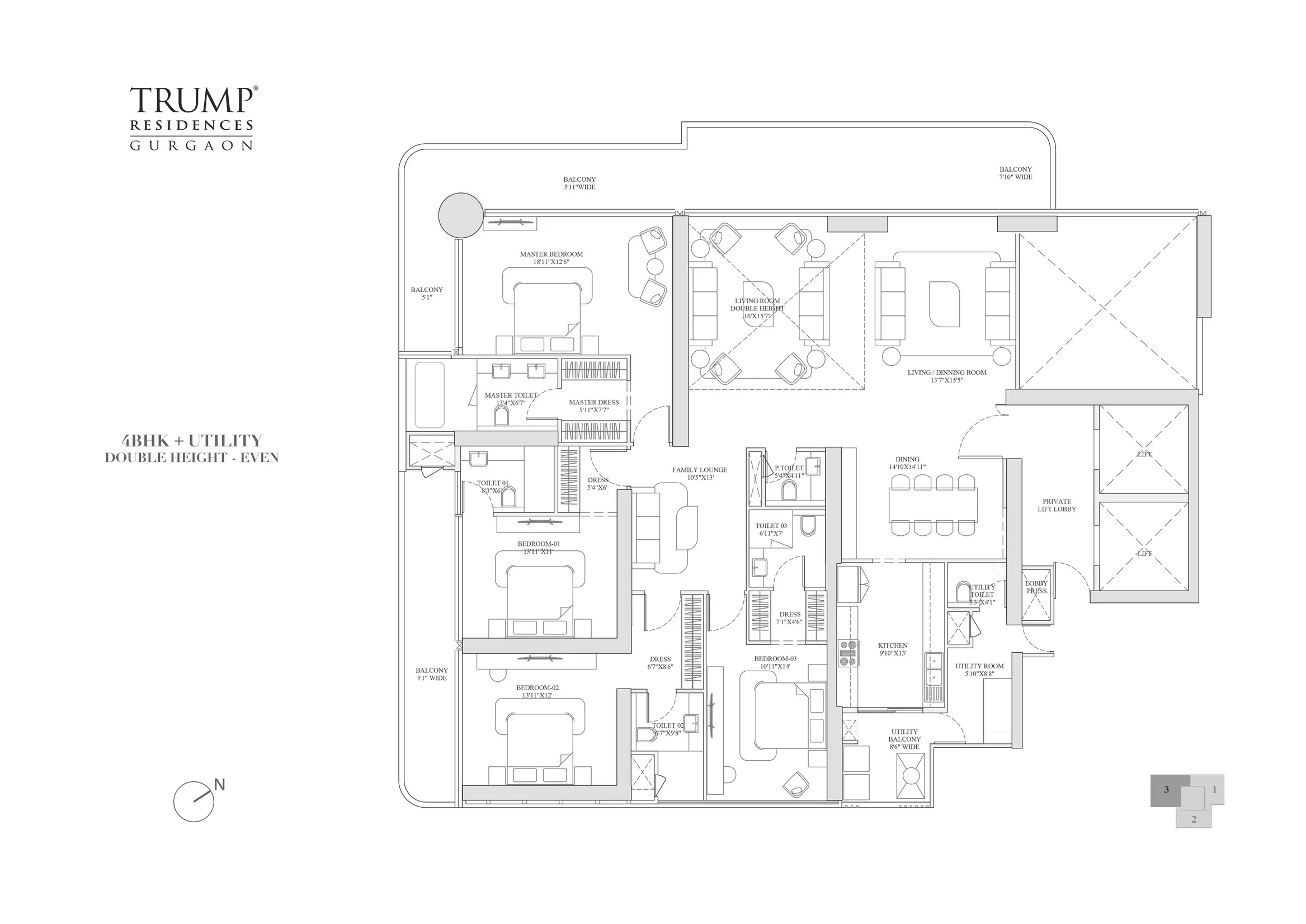 Floor Plan 4 BHK