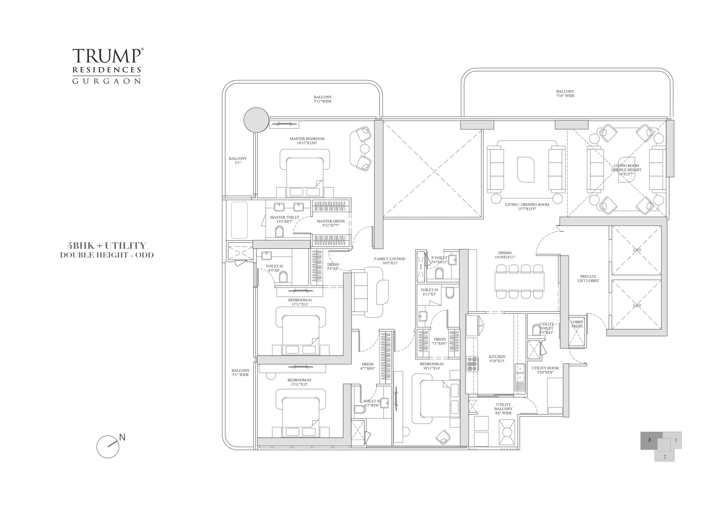 Floor Plan 4 BHK