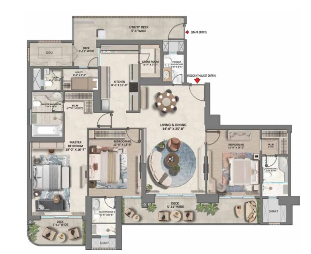 Floor Plan 3 BHK