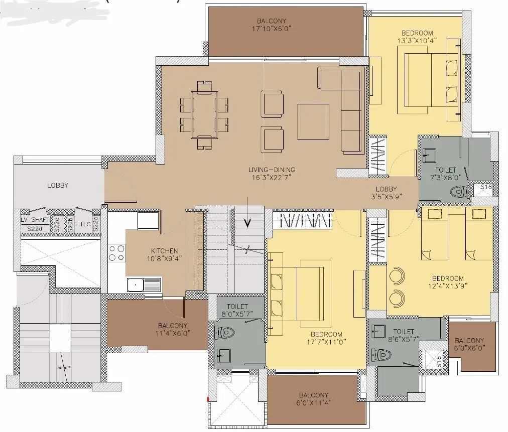 Floor Plan 3 BHK