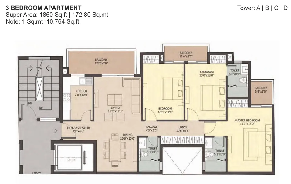 Floor Plan 3 BHK