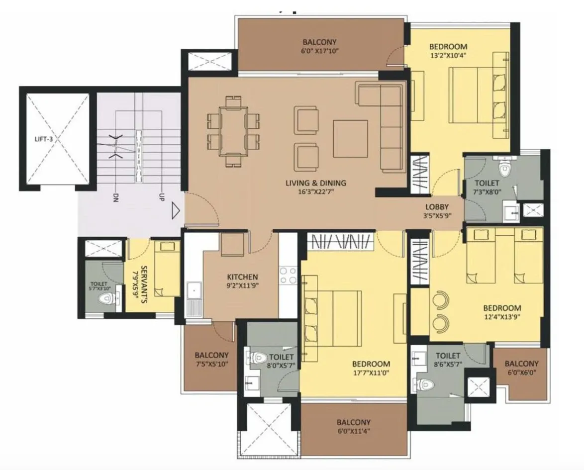 Floor Plan 3 BHK