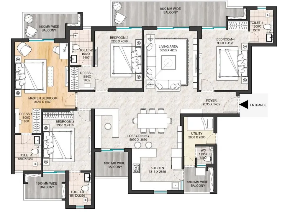 Floor Plan 4.5 BHK