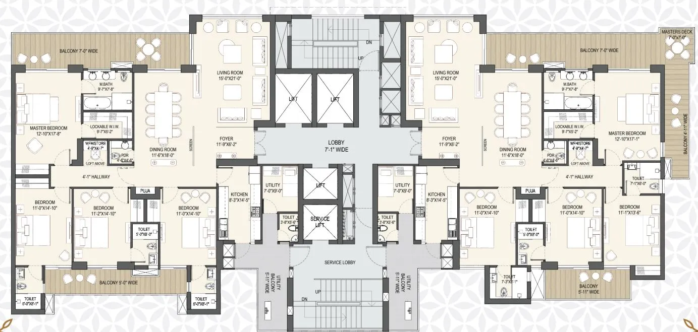 Floor Plan 4 BHK+SQ