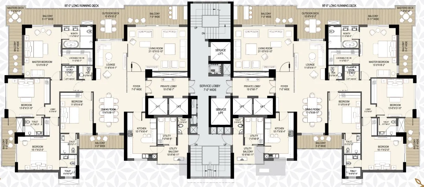 Floor Plan 4 BHK+SQ