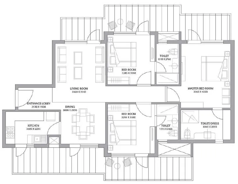 Floor Plan 3 BHK
