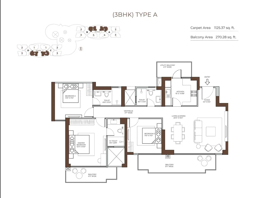 Floor Plan 3 BHK