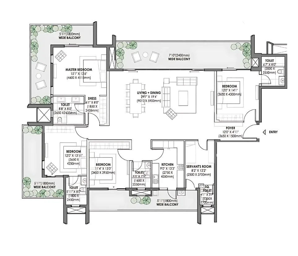 Floor Plan 4 BHK