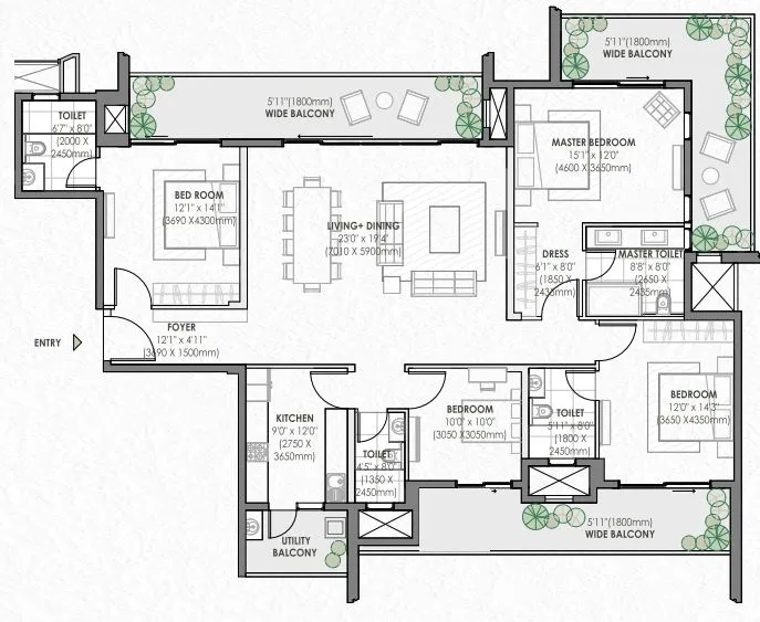 Floor Plan 4 BHK