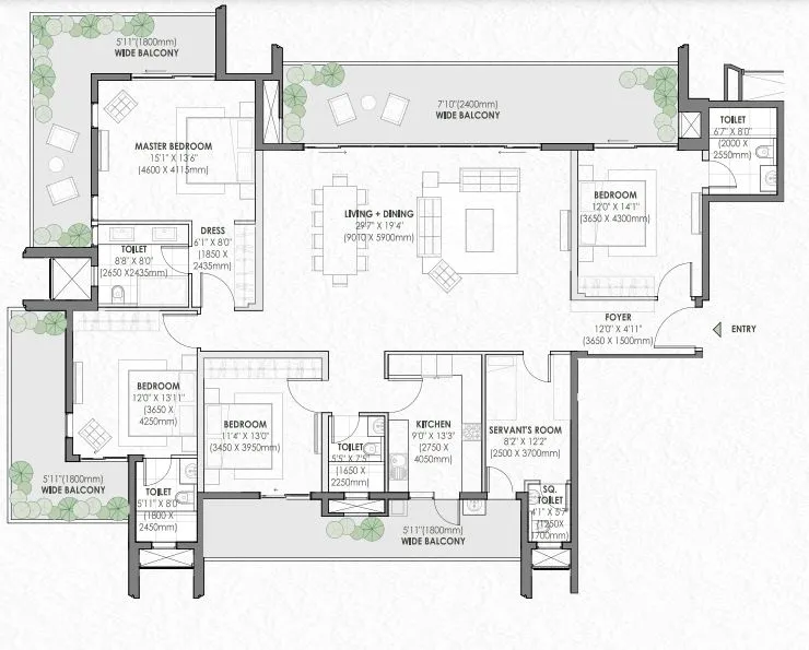 Floor Plan 4 BHK
