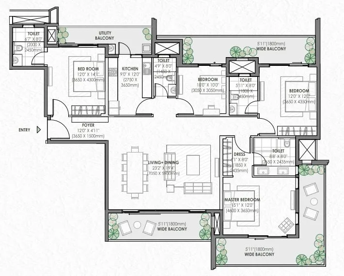 Floor Plan 4 BHK