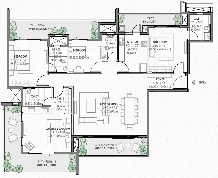 Floor Plan 4 BHK