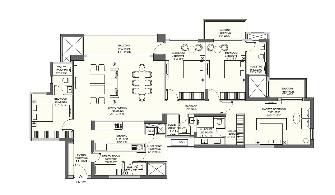 Floor Plan 4 BHK