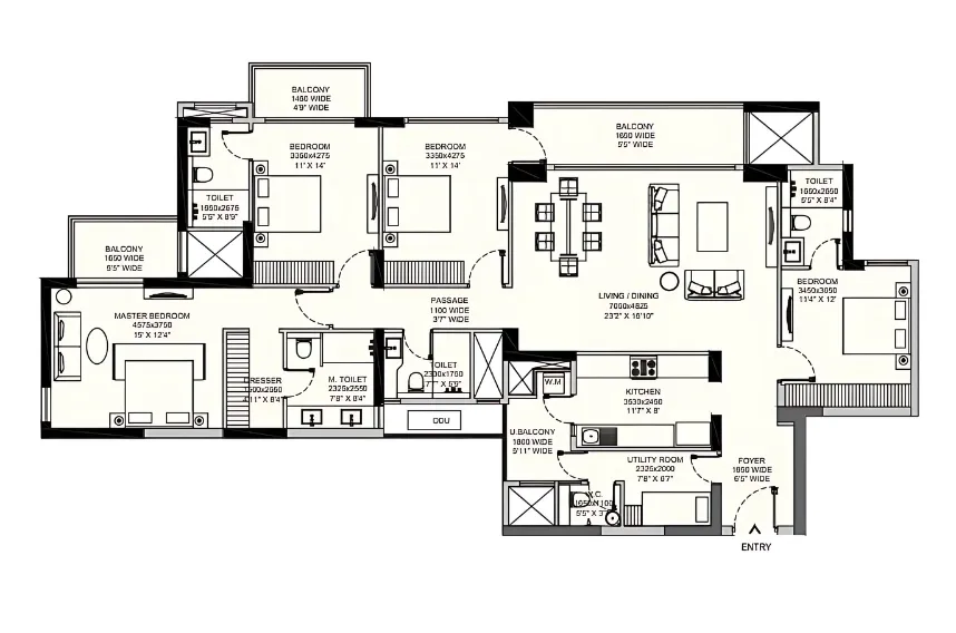 Floor Plan 4 BHK