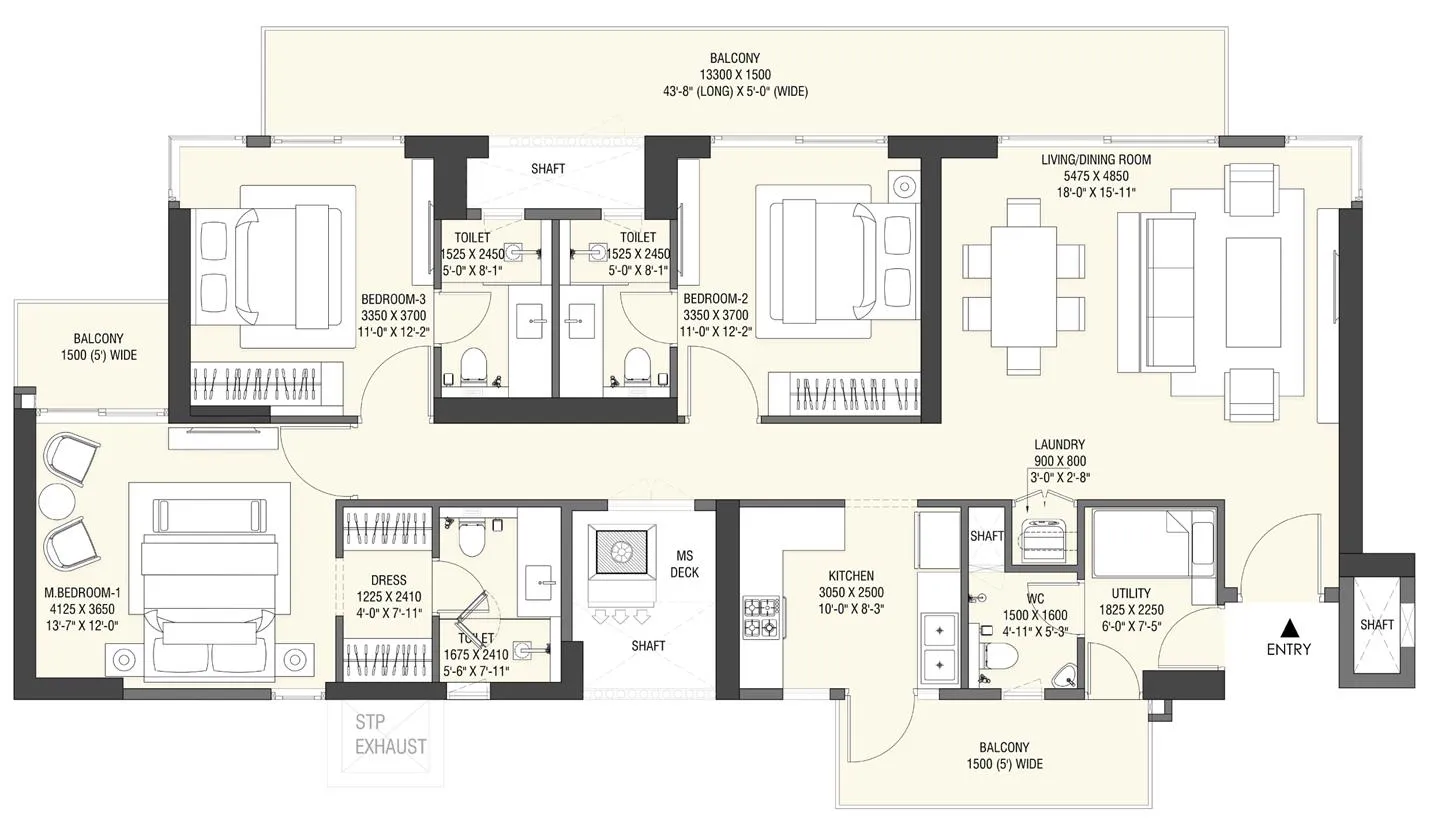 Floor Plan 3 BHK
