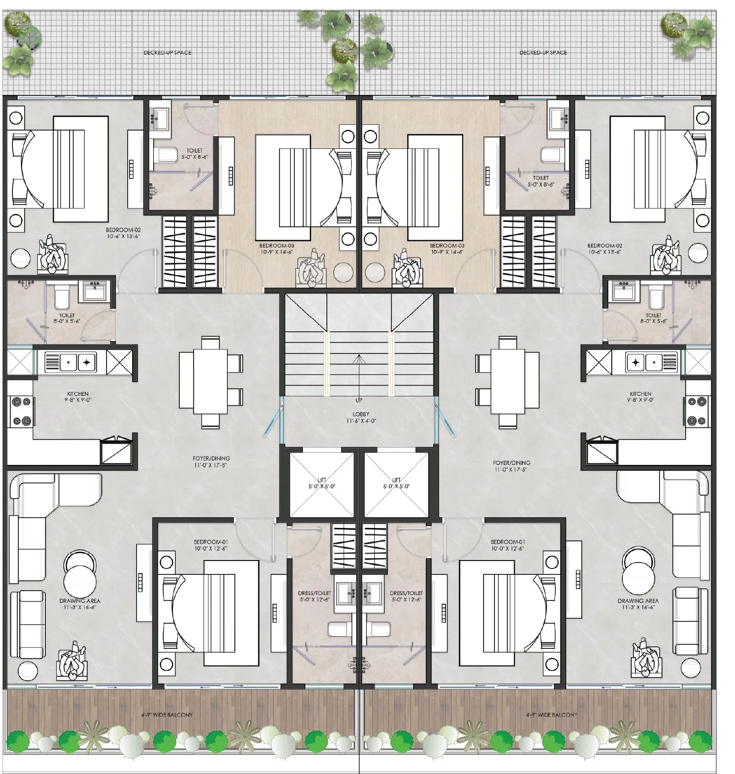 Floor Plan 3 BHK