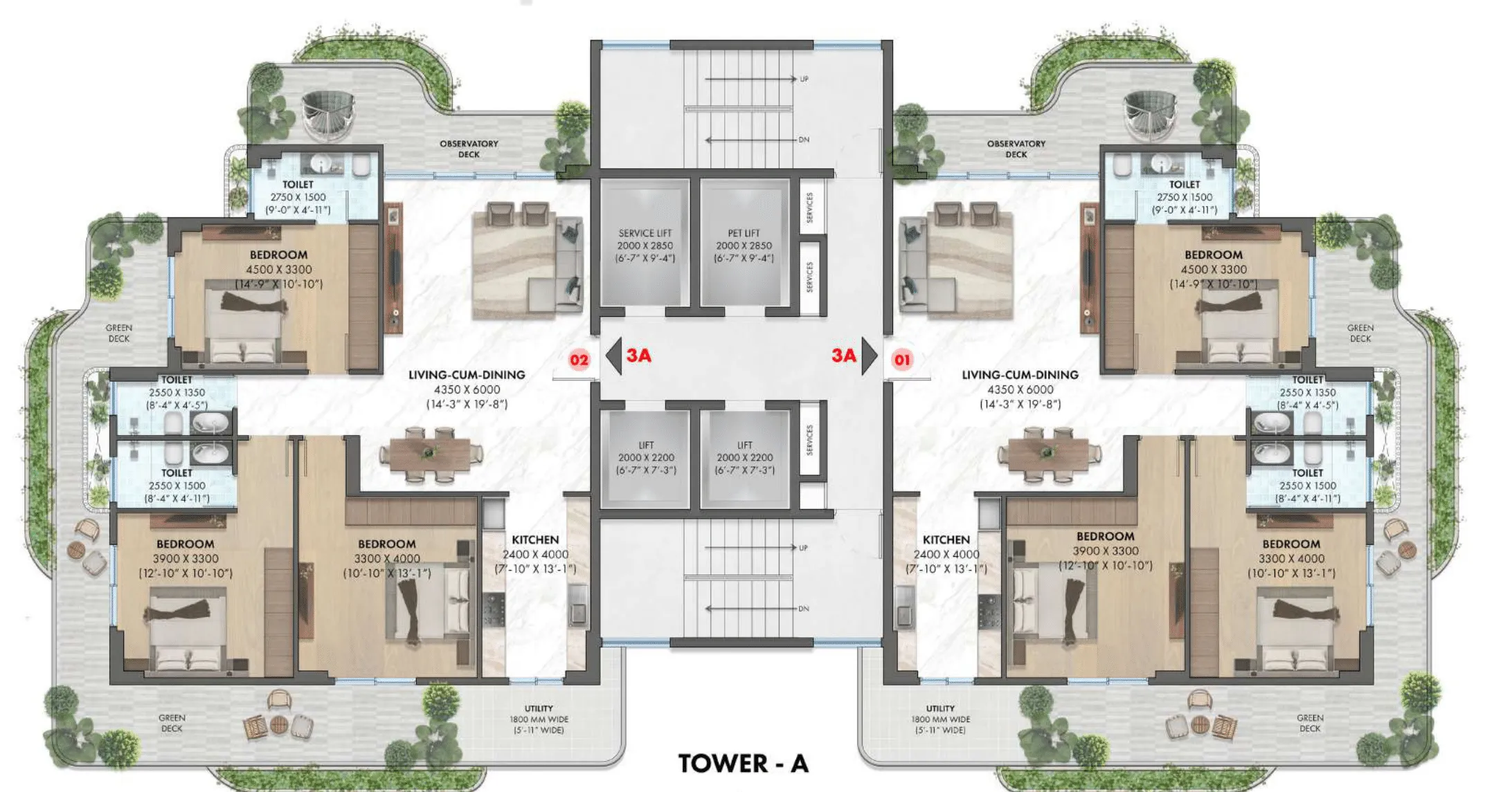 Floor Plan 3 BHK