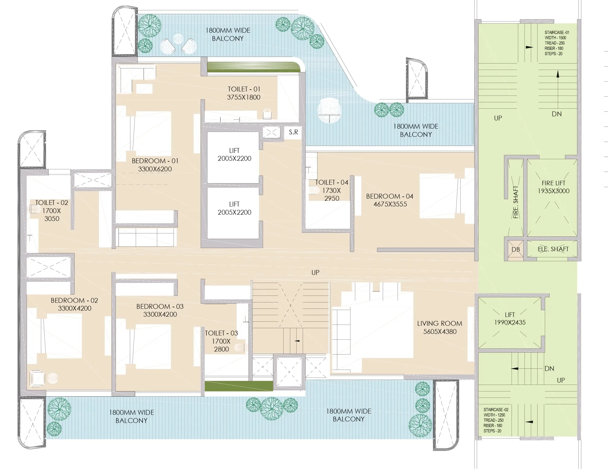 Floor Plan 3 BHK