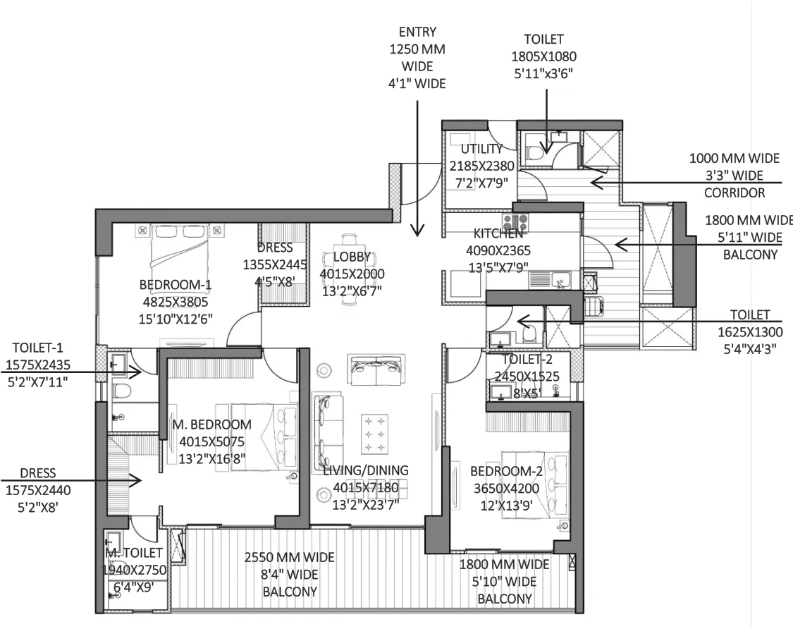 Floor Plan 3 BHK