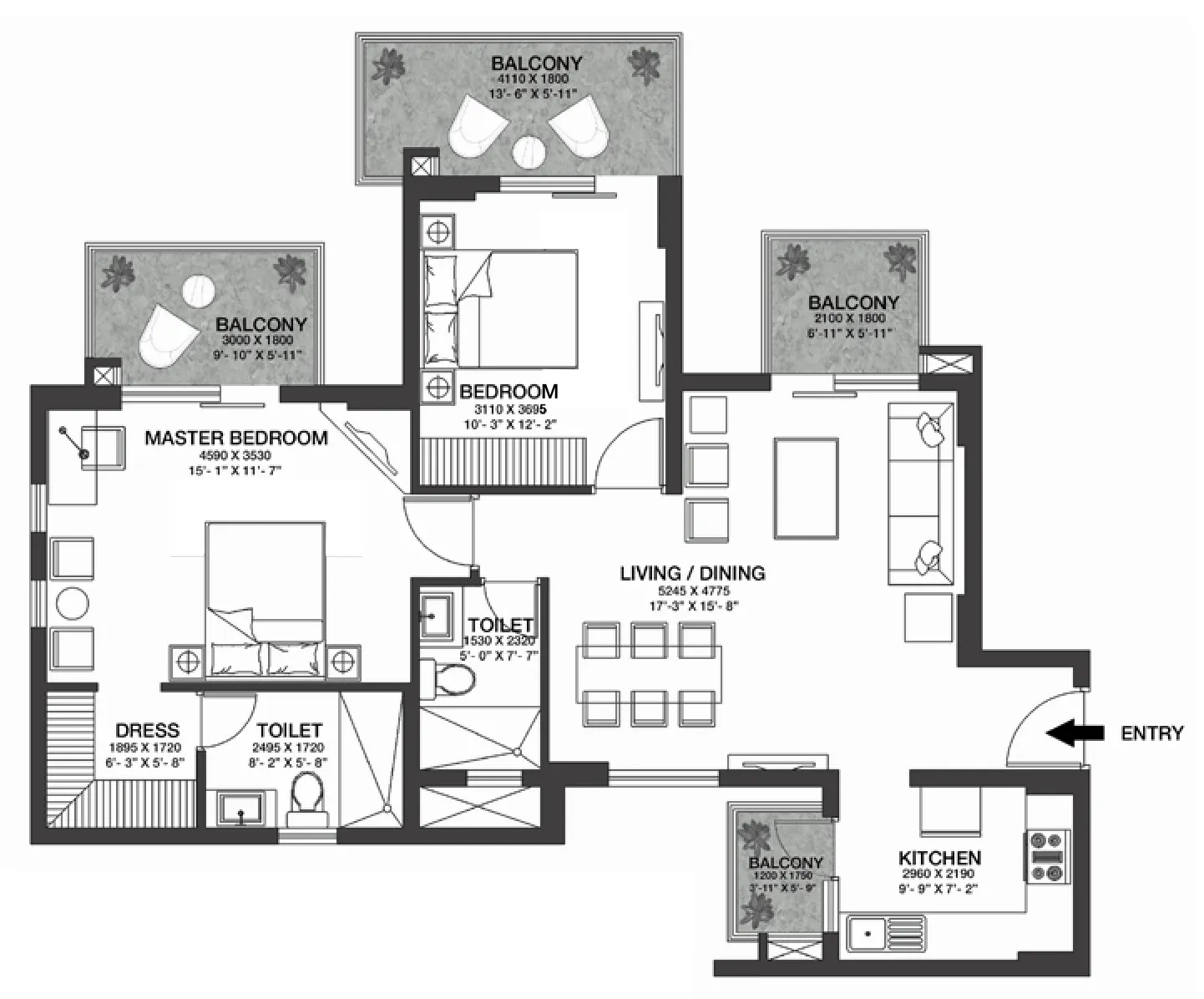 Floor Plan 2 BHK