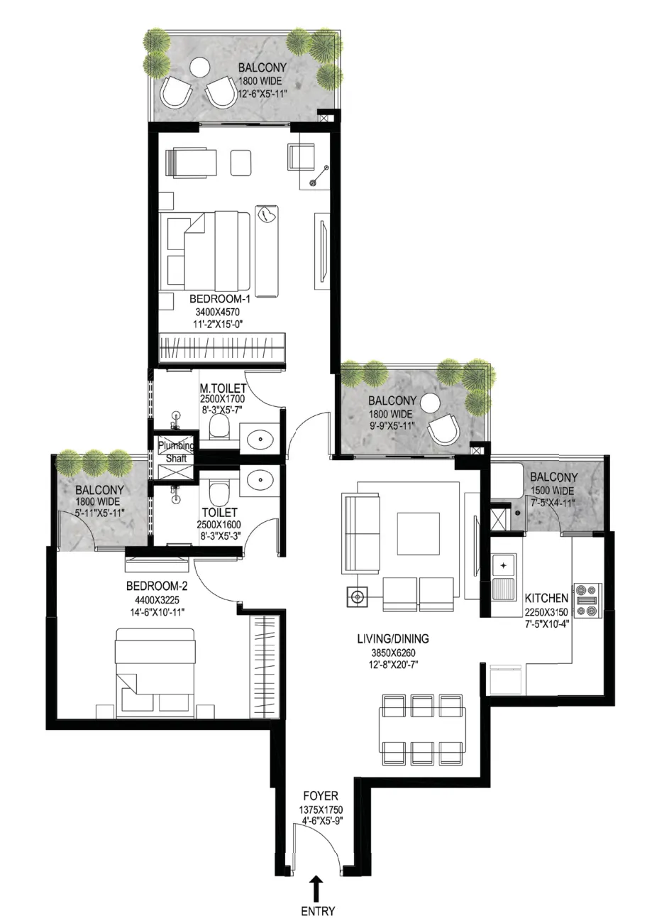 Floor Plan 2 BHK