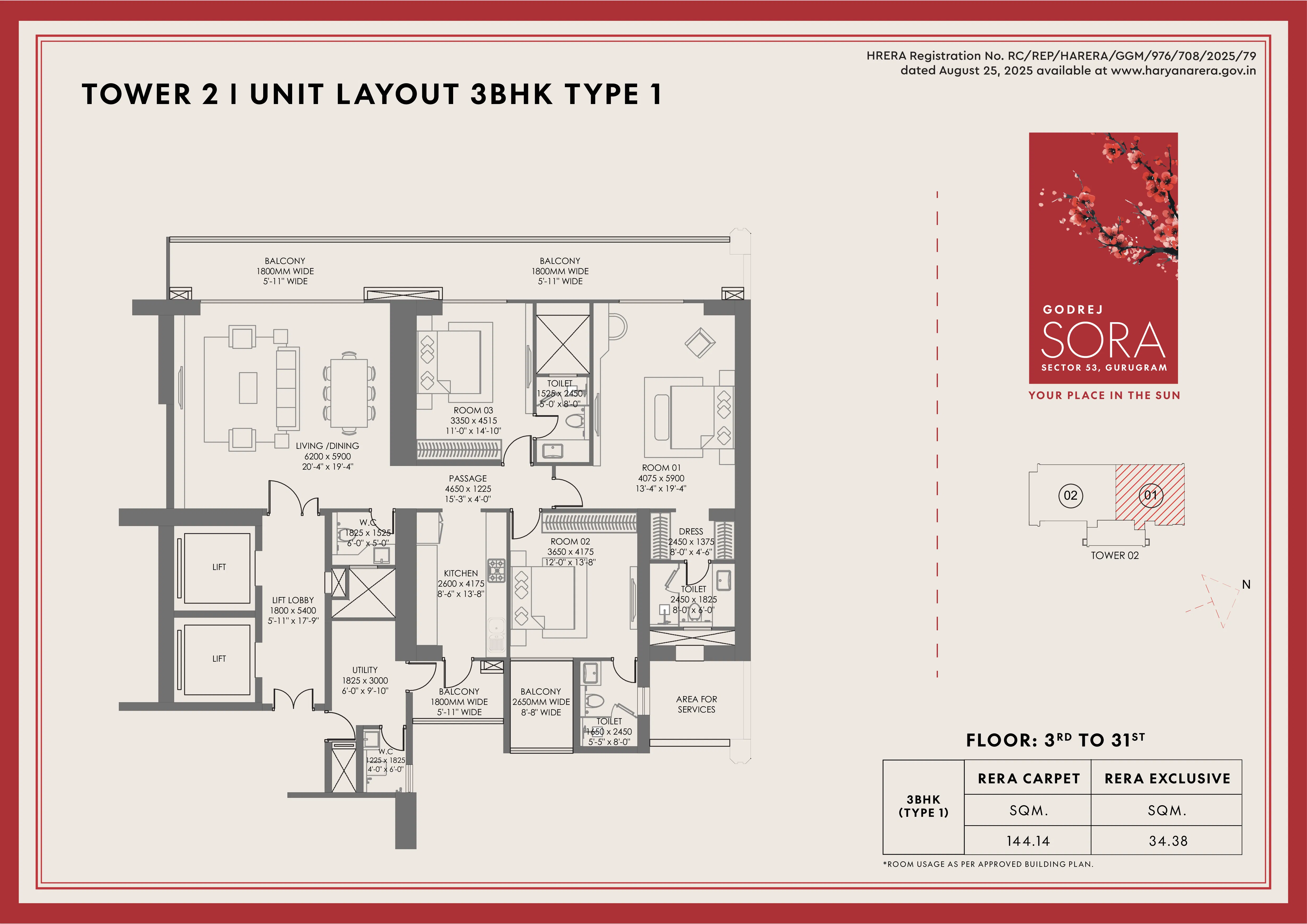 Floor Plan 3 BHK