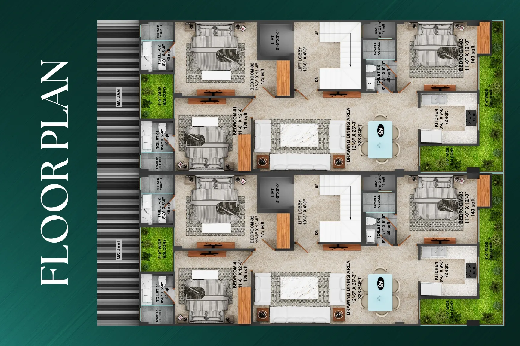 Floor Plan 3 BHK
