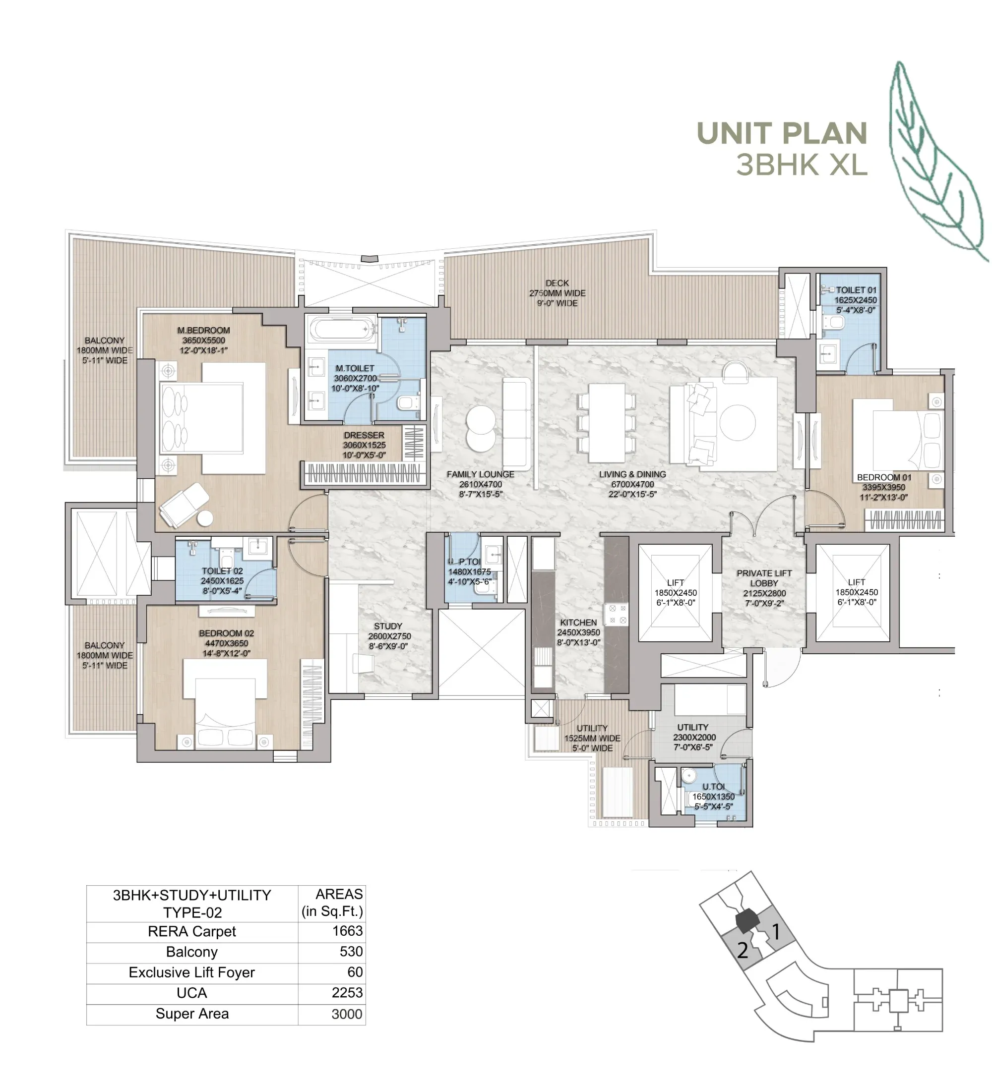 Floor Plan 3 BHK