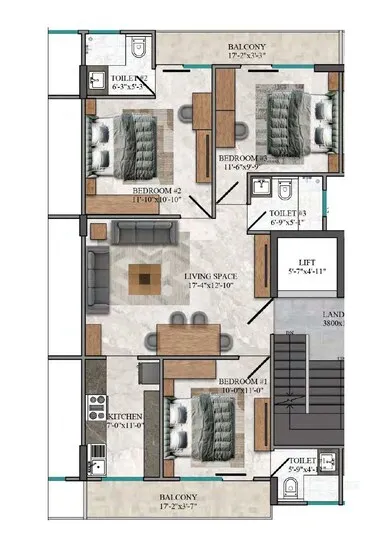 Floor Plan 3 BHK