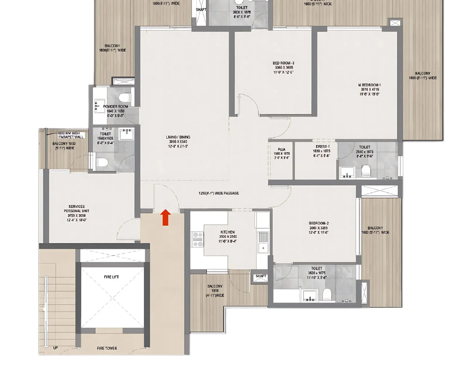 Floor Plan 3 BHK