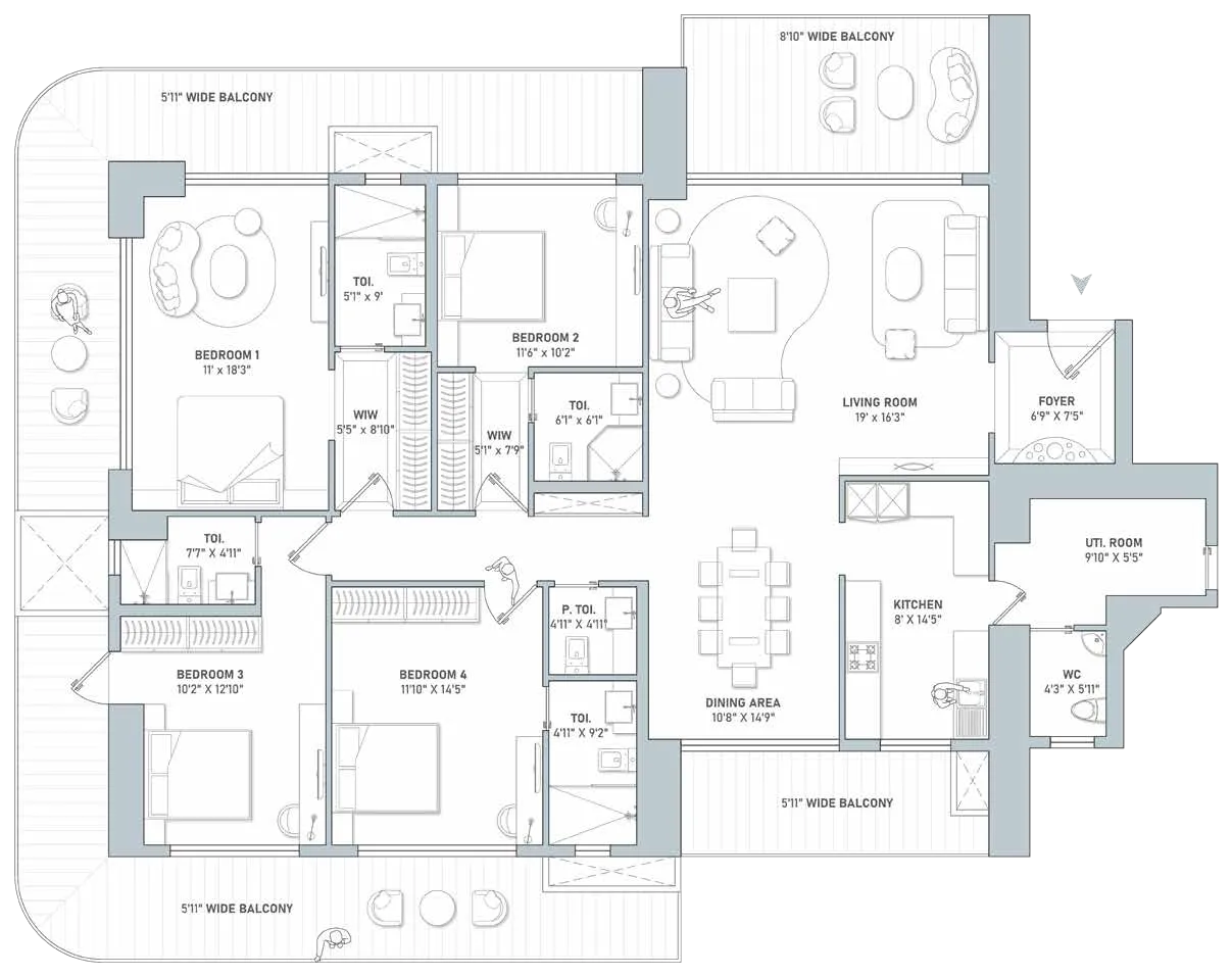 Floor Plan 4 BHK