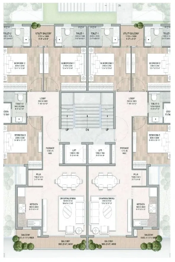 Floor Plan 3 BHK