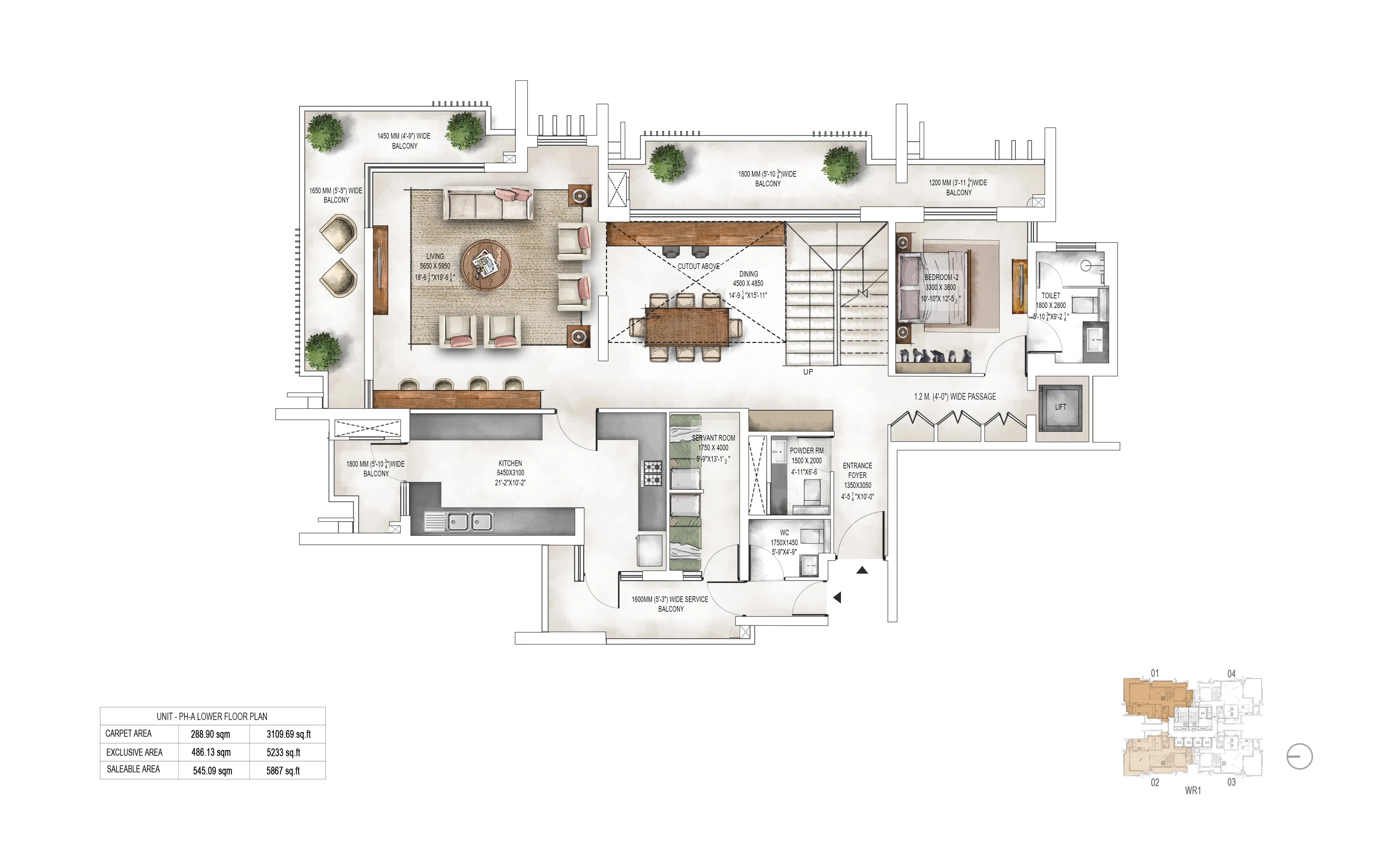Floor Plan Penthouse – A Lower Floor