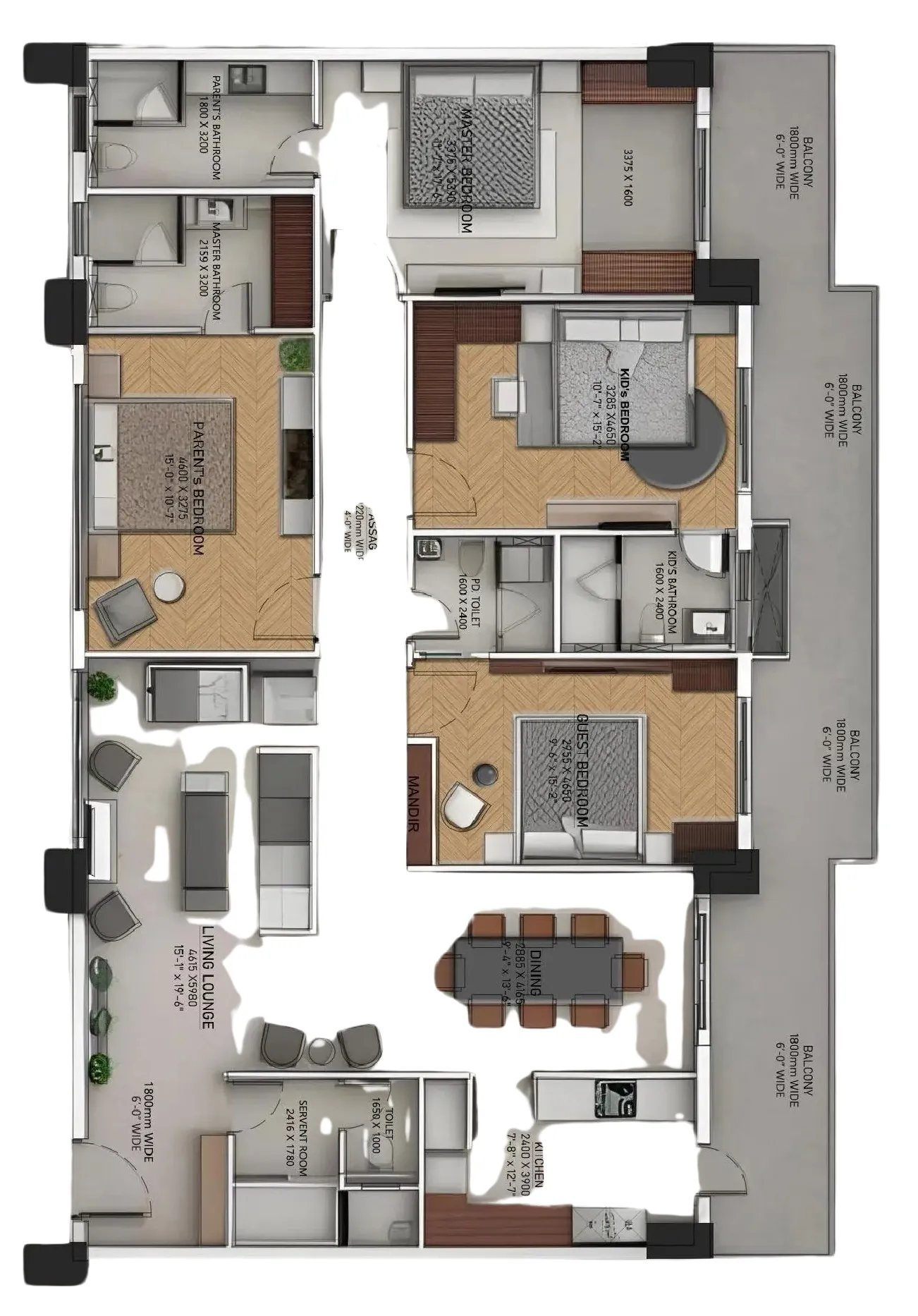 Floor Plan 4.5 BHK
