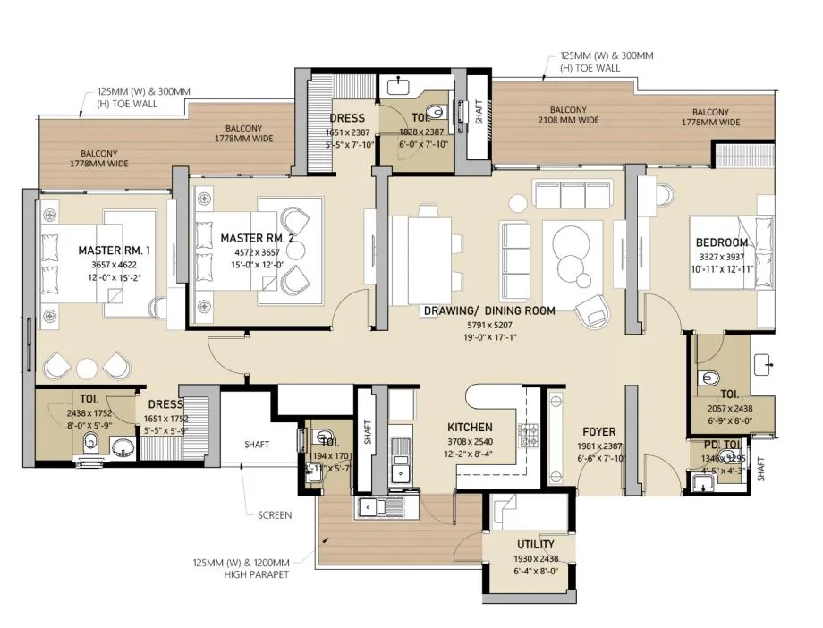 Floor Plan 3 BHK